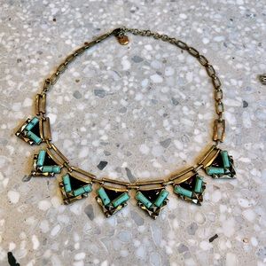 Statement Necklace Gold Black Turquoise